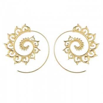 docona  Punk Gold Sliver Hollow Spiral Dangle Earrings Women Ladies Tribal Gear Drop Earring Circle Ear Festival Jewelry 4755