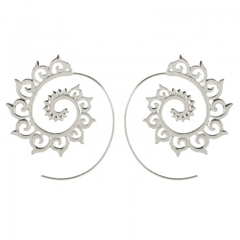 docona  Punk Gold Sliver Hollow Spiral Dangle Earrings Women Ladies Tribal Gear Drop Earring Circle Ear Festival Jewelry 4755
