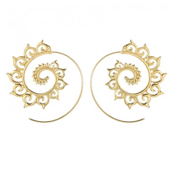 docona  Punk Gold Sliver Hollow Spiral Dangle Earrings Women Ladies Tribal Gear Drop Earring Circle Ear Festival Jewelry 4755