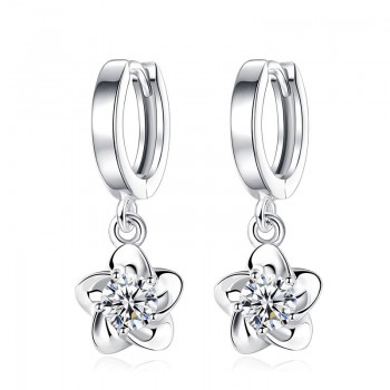 JYouHF Flower Drop Earrings Fashion 925 Sterling Silver White Purple CZ Zircon Crystal Earrings for Women Wedding Jewelry Gifts
