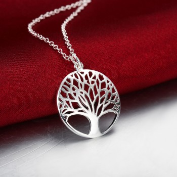 Jemmin New Arrival Vintage Women Casual Collar Necklace Retro Hollow Tree Shape Pendant 925 Sterling Silver Jewelry For Ladies