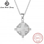 Elegant 925 Sterling Silver Cross Necklace with Mother of Pearl amp; Cubic Zirconia Stylish Sterling Silver Jewelry (Lam Hub Fong)