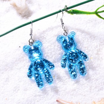 Fashion HandCraft Bear Drop Earrings For Women Party Jewelry Korean Multicolor Crystal Acrylic Long Earring Pendant Accessories