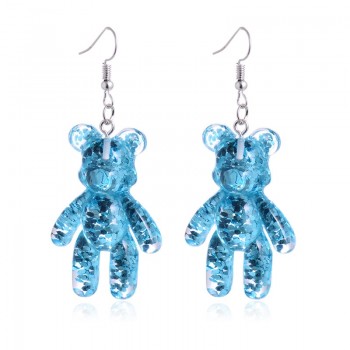 Fashion HandCraft Bear Drop Earrings For Women Party Jewelry Korean Multicolor Crystal Acrylic Long Earring Pendant Accessories