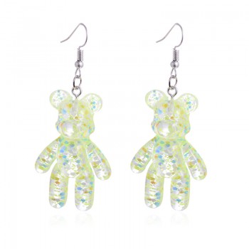 Fashion HandCraft Bear Drop Earrings For Women Party Jewelry Korean Multicolor Crystal Acrylic Long Earring Pendant Accessories
