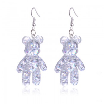 Fashion HandCraft Bear Drop Earrings For Women Party Jewelry Korean Multicolor Crystal Acrylic Long Earring Pendant Accessories