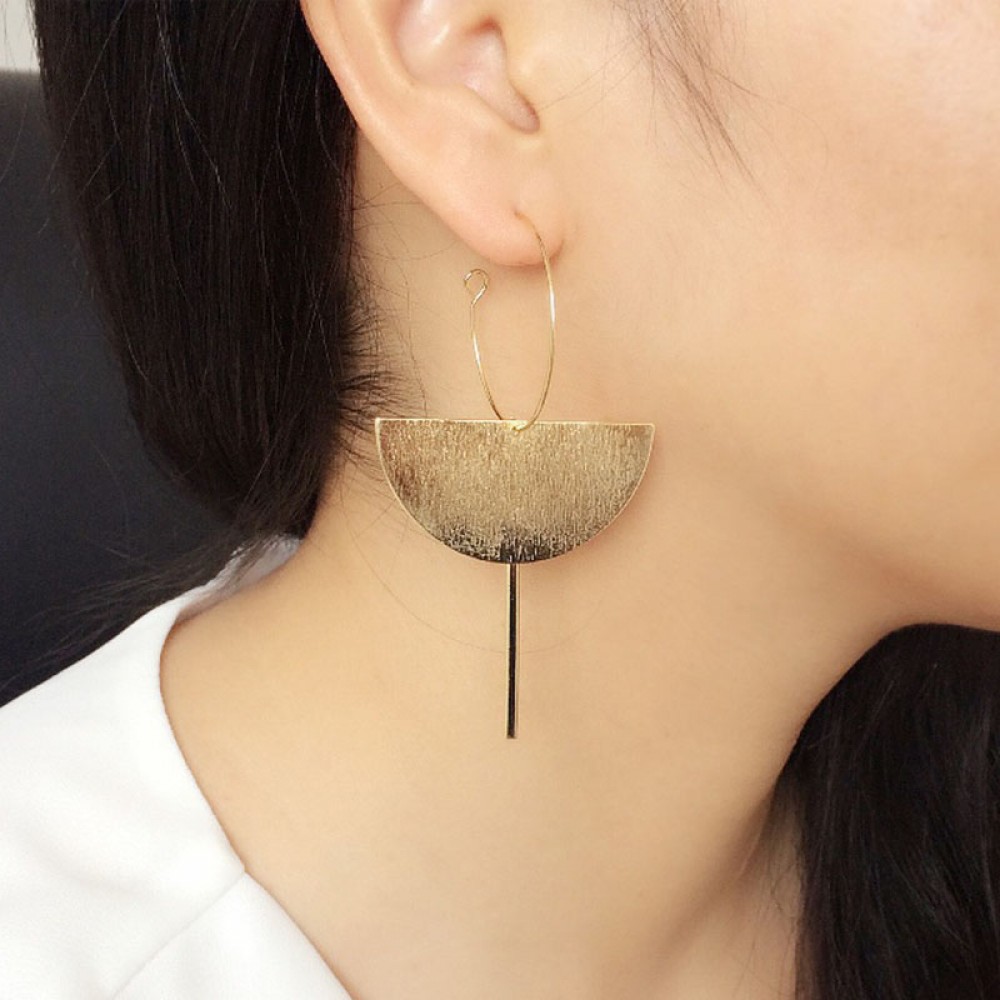 2018 Fashion Gold Color Punk Simple Half Round Bar Earrings For Women Ear Hanging Earrings Jewelry Geometry Brincos Bijoux Femme