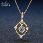 Lamoon 4mm Natural Ligth Blue Moonstone 925 Sterling Silver Chain Pendant Necklace Jewelry  S925 LMNI036