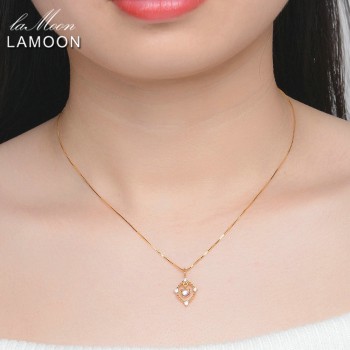 Lamoon 4mm Natural Ligth Blue Moonstone 925 Sterling Silver Chain Pendant Necklace Jewelry  S925 LMNI036