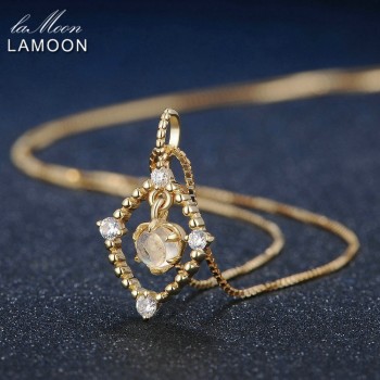 Lamoon 4mm Natural Ligth Blue Moonstone 925 Sterling Silver Chain Pendant Necklace Jewelry  S925 LMNI036