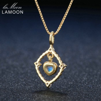 Lamoon 4mm Natural Ligth Blue Moonstone 925 Sterling Silver Chain Pendant Necklace Jewelry  S925 LMNI036