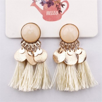 Bohemian Sequins Tassel Earrings for Women Wedding Party Acrylic Beads Statement Drop Earrings Long Vintage Fringing Jewelry