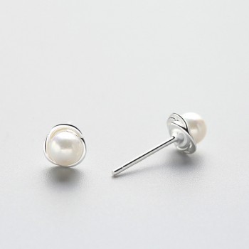INZATT Fine Jewelry Pearl Flower Stud Earrings  For Women Romantic Anniversary Charm 925 Sterling Silver Accessories 2018 Gift