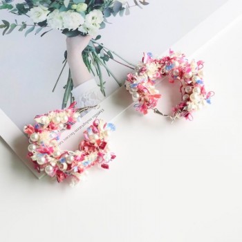 MENGJIQIAO 2018 Korean New Fashion Lace Wreath Big Circle Earrings For Women Handmade Simulated Pearl Statement Dangle Oorbellen