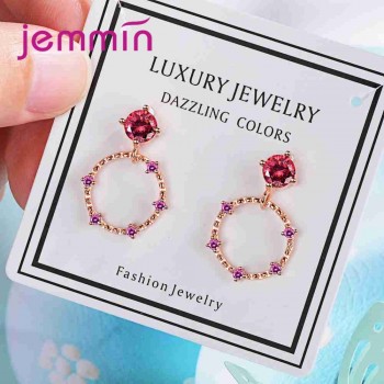 Jemmin Top Popular Earrings With Rhinestone Circle Earrings Simple Earrings Big Circle 925 Sterling Silver Earrings big Sale