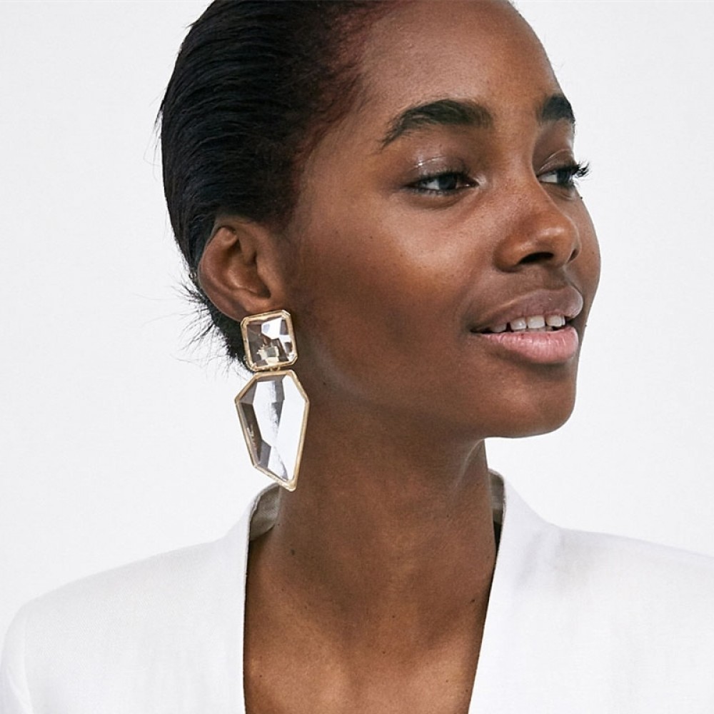 JURAN Exaggerated Big Geometric Statement Dangle Earrings For Women Boho Clear Resin OL Style Earrings 2018 ZA Jewelry