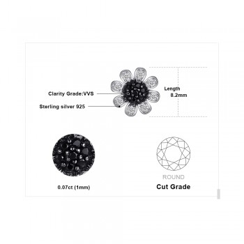JewelryPalace Flower Black Spinel Stud Earrings Genuine 925 Sterling Silver Trendy Earrings For Women Brand Jewelry Accessories