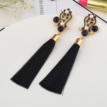2018 New Fashion Bohemia Exaggerated Long Tassel Earrings Fashion Brand Crystal Dangle Earrings Womens Jewelry Gift
