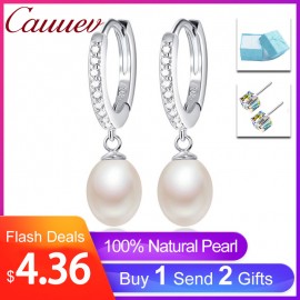 Top Quality 100% Natural Freshwater Pearl Water Drop Earrings Fashion Elegant Party Zirconia Silver 925 Jewelry Womens gift
