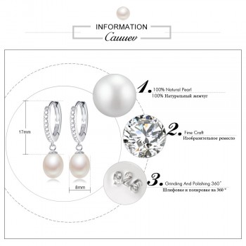 Top Quality 100% Natural Freshwater Pearl Water Drop Earrings Fashion Elegant Party Zirconia Silver 925 Jewelry Womens gift