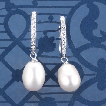 Top Quality 100% Natural Freshwater Pearl Water Drop Earrings Fashion Elegant Party Zirconia Silver 925 Jewelry Womens gift
