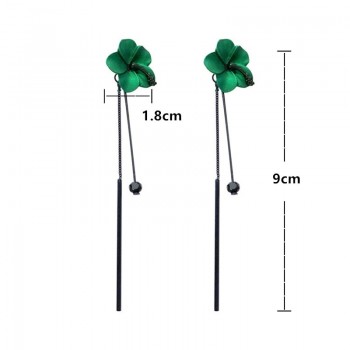 Dominated Minimalist Long Ladies Flowers Earrings Fashionable Fringes Metal Pendant Dangle Earrings