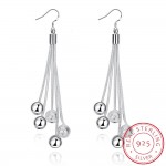 LEKANI 925 Sterling Silver Jewelry Three Line Beads Drop Earrings For Women Best Gift Wholesale High Quality