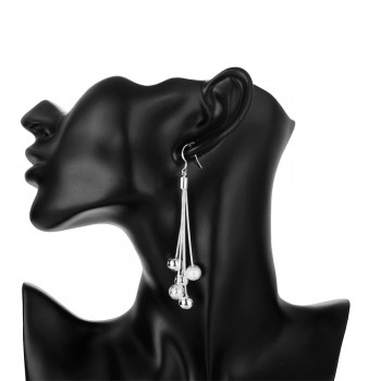 LEKANI 925 Sterling Silver Jewelry Three Line Beads Drop Earrings For Women Best Gift Wholesale High Quality