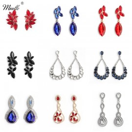 Miallo Fashion Party Big Earrings for Women Girls Rhinestone Multi-color Wedding Drop Long Earrings Bride Bridesmaid Jewelry