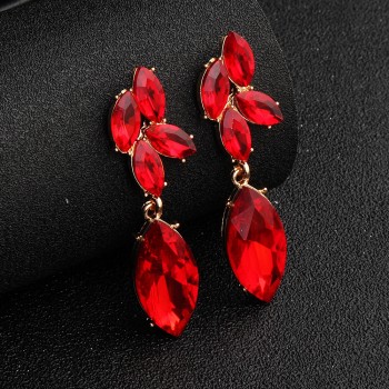 Miallo Fashion Party Big Earrings for Women Girls Rhinestone Multi-color Wedding Drop Long Earrings Bride Bridesmaid Jewelry