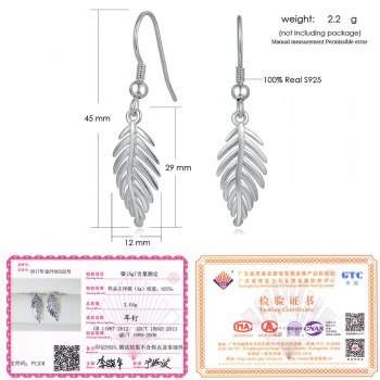 LAMOON 2017 New 2 Sizes Leaves large/Small Eardrop Dangler 100% Real 925-Sterling-Sliver Fine Jewelry Earrings for Women LMEY274