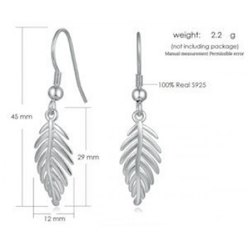 LAMOON 2017 New 2 Sizes Leaves large/Small Eardrop Dangler 100% Real 925-Sterling-Sliver Fine Jewelry Earrings for Women LMEY274