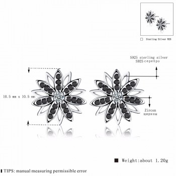 Romantic 1.2g Genuine 925 Sterling Silver Fine Jewelry Eyes Blackamp;White Stone Engagement Stud Earrings for WomenT119