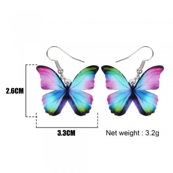 WEVENI Acrylic Fashion Floral Butterfly Earrings Big Dangle Drop Novelty Insect Jewelry For Women Girls Ladies Teens Kids Gift
