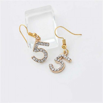 Fashion Woman New letter 5 pendant Earring Small incense Female Party Fine Rhinestone pearl Earrings