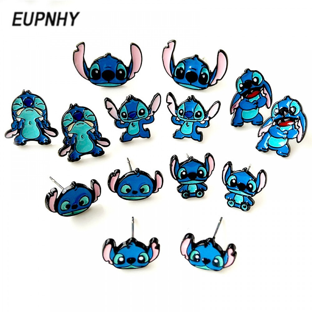 EUPNHY 2018 New Arriaval Cartoon Stitch Stud Earings for Women Girl Lovely Kid Child Ear Studs Earring Jewelry Accessories