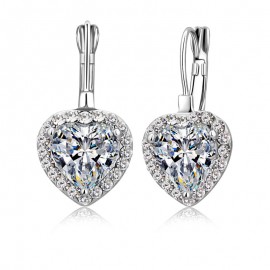 Jemmin  New 925 Sterling Silver Earrings White Cubic Zirconia High Quality Ladies Fashion Jewelry Heart Earrings for Women