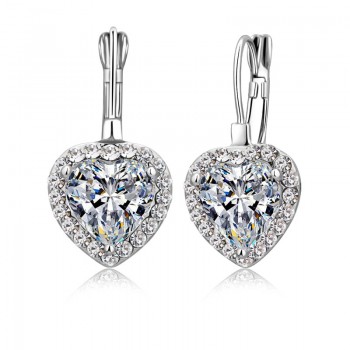 Jemmin  New 925 Sterling Silver Earrings White Cubic Zirconia High Quality Ladies Fashion Jewelry Heart Earrings for Women