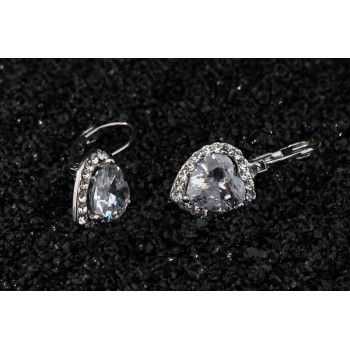 Jemmin  New 925 Sterling Silver Earrings White Cubic Zirconia High Quality Ladies Fashion Jewelry Heart Earrings for Women