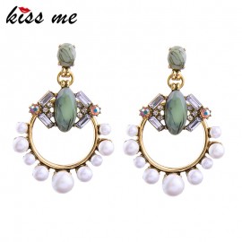 KISS ME New Statement Earrings 2017 Christmas Hot Sale Geometric Simulated Pearls Jewelry Big Earrings
