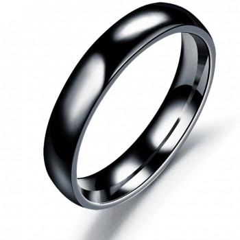 Simple 4MM Round Smooth Titanium Steel Rings Women Men Fashion Finger Ring Drop Shipping Gold amp; Silver amp; Black Color Ring