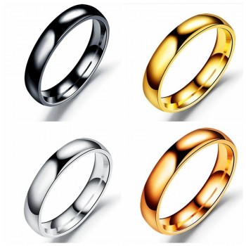 Simple 4MM Round Smooth Titanium Steel Rings Women Men Fashion Finger Ring Drop Shipping Gold amp; Silver amp; Black Color Ring