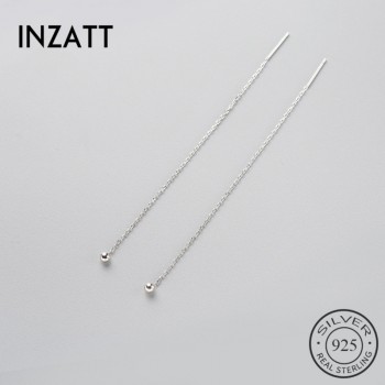 INZATT Minimalist 925 Sterling Silver Dangle Drop Earrings Fine Jewelry Glossy Bead Long Tassel Metal Chain Pendientes 2018 Gift