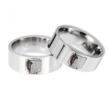 Fashion Anime Attack On Titan Silver Ring Giant Legion Flag Cosplay Stainless steel Ring For Anime Fans gifts