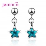 Jemmin New Clear Blue Star Pendant Drop Earrings for Women Girl Ladys Best Party Jewelry Gift Material 100% 925 Sterling Silver
