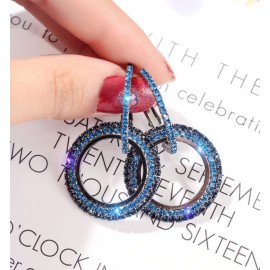 2019 NEW 925 silver needle rhinestone circle crystal from Swarovski long Woman temperament personality wild earrings