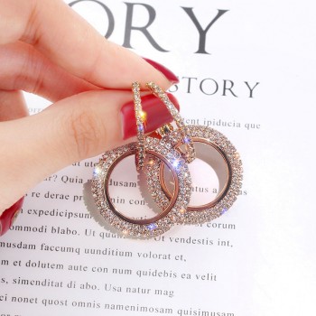 2019 NEW 925 silver needle rhinestone circle crystal from Swarovski long Woman temperament personality wild earrings