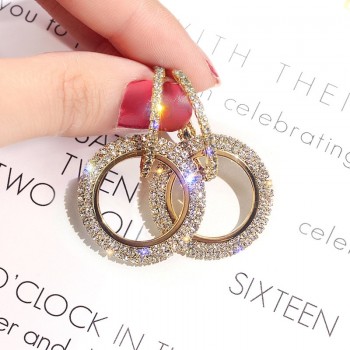 2019 NEW 925 silver needle rhinestone circle crystal from Swarovski long Woman temperament personality wild earrings