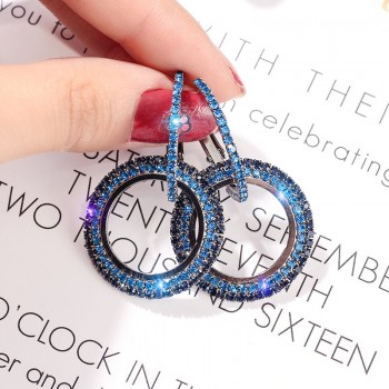 2019 NEW 925 silver needle rhinestone circle crystal from Swarovski long Woman temperament personality wild earrings