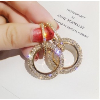 2019 NEW 925 silver needle rhinestone circle crystal from Swarovski long Woman temperament personality wild earrings